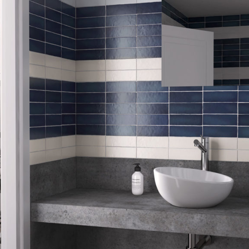 Faïence - MAGMA SEA BLUE 6.5X20 ET WHITE 6.5X20