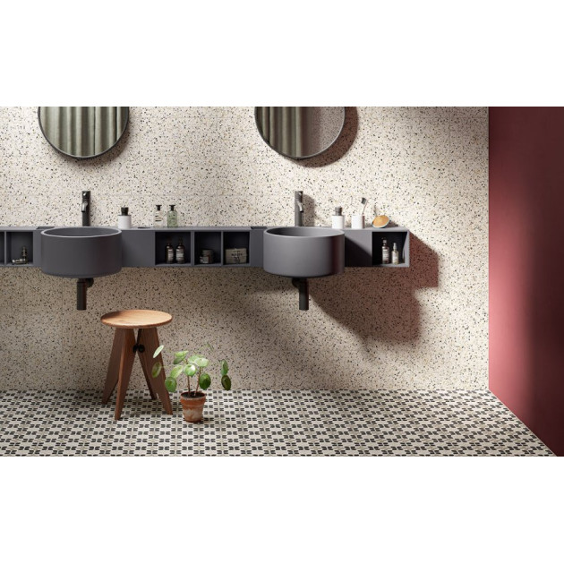 Faïence - FRAMMENTI - Bianco Brick et Terracotta Brick 7.5x40 - Terracotta Fiore 20x20