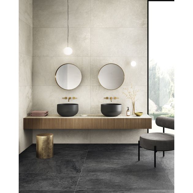 Carrelage Effet Pierre LAVAREDO (DC) - Anthracite et Bianco