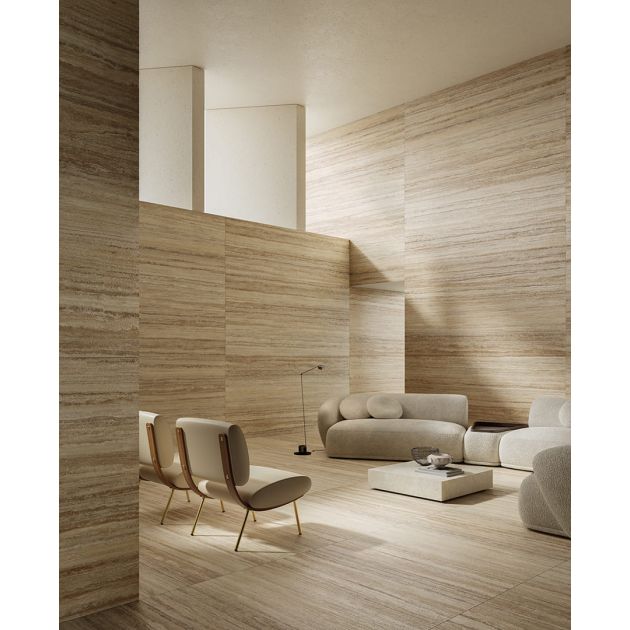 Carrelage Effet Pierre DINAMIKA (DC) - Travertino Moka Vein Cut