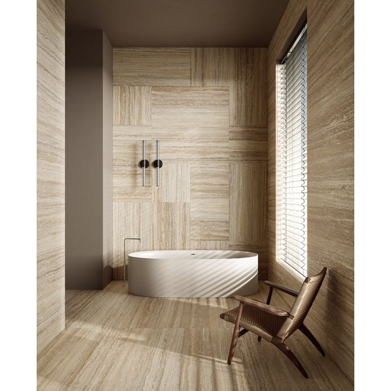 Carrelage Effet Pierre DINAMIKA (DC) - Travertino Moka Vein Cut