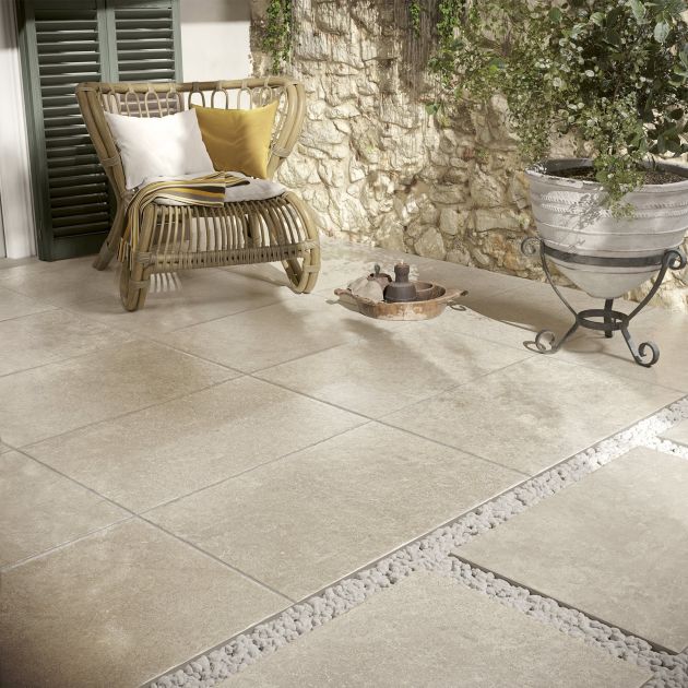 Carrelage Effet Pierre CHANTILLY 2 (SI) - Crème