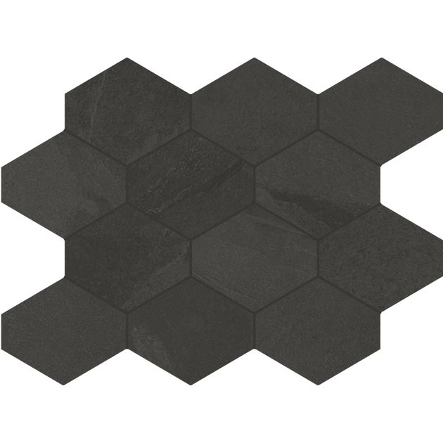 Carrelage Effet Pierre BRAZILIAN SLATE (US) - Hexagon rail black