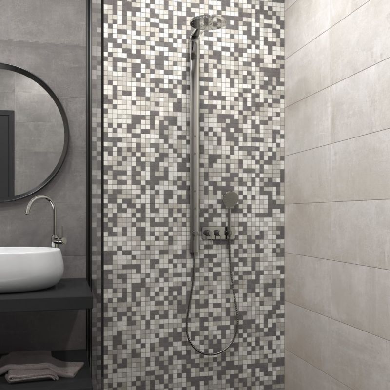 Carrelage Effet Béton ALPE (AL) - Mosaic Mix - Grey