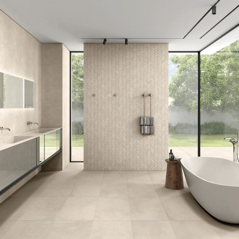 Carrelage Effet Béton FLOW (AL) - Cement Sand - Stone Sand - Mosaic Arrow Stone Sand