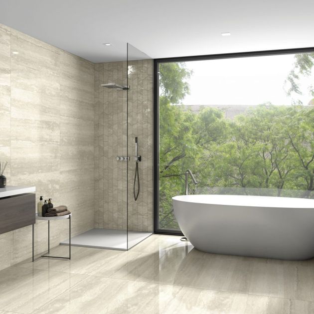Carrelage Effet Pierre PURE TRAVERTINE (AL) - Beige