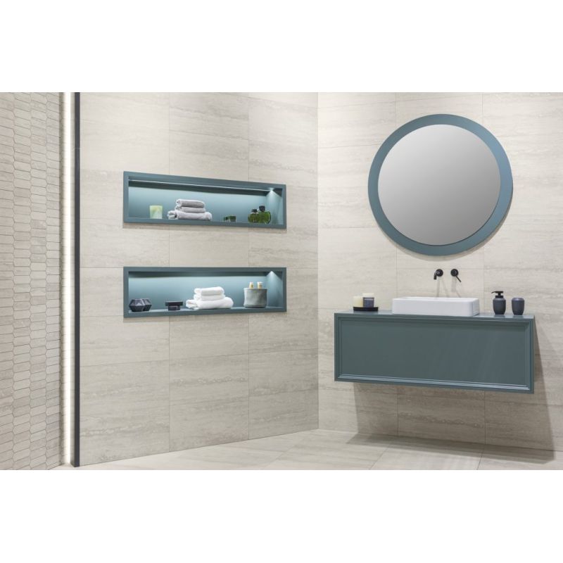 Carrelage Effet Pierre PURE TRAVERTINE (AL) - Grey - Mosaic Picket Grey