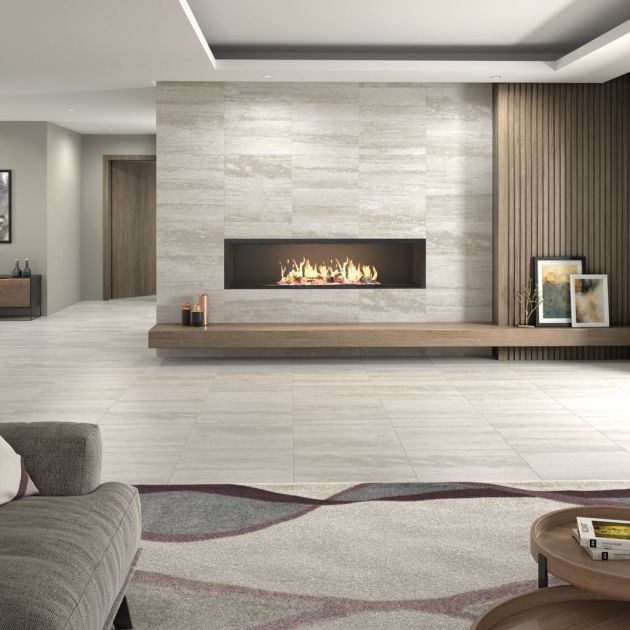 Carrelage Effet Pierre PURE TRAVERTINE (AL) - Grey