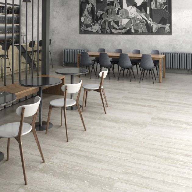 Carrelage Effet Pierre PURE TRAVERTINE (AL) - Grey