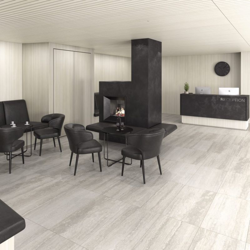 Carrelage Effet Pierre PURE TRAVERTINE (AL) - Grey