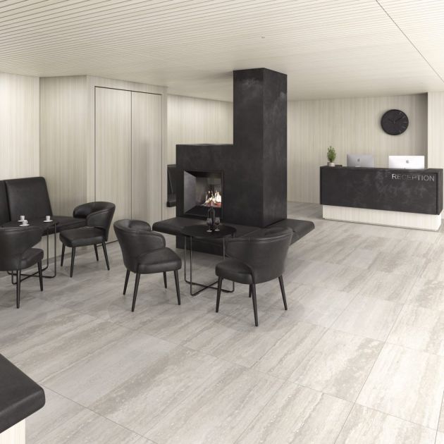 Carrelage Effet Pierre PURE TRAVERTINE (AL) - Grey