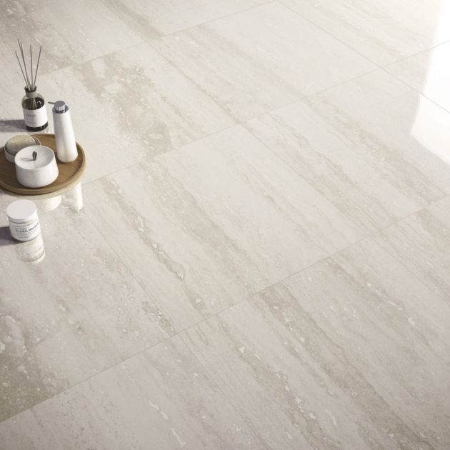 Carrelage Effet Pierre PURE TRAVERTINE (AL) - Grey