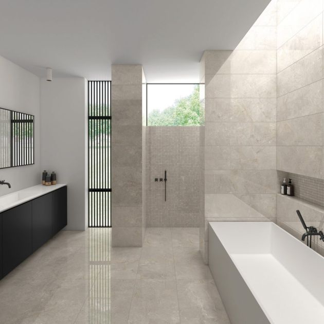 Carrelage Effet Pierre STONE AGE (AL) - Greige - Mosaic Greige