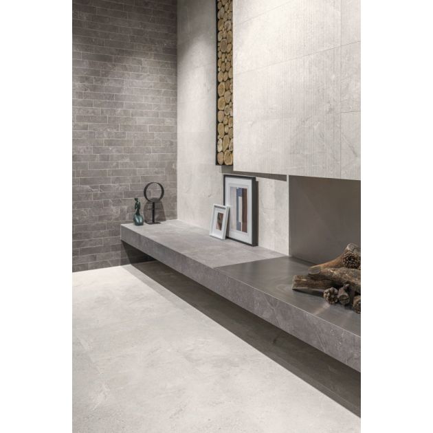 Carrelage Effet Pierre STONE AGE (AL) - Grey - White - Sawn White