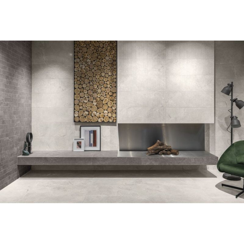 Carrelage Effet Pierre STONE AGE (AL) - Greige - White - Sawn White