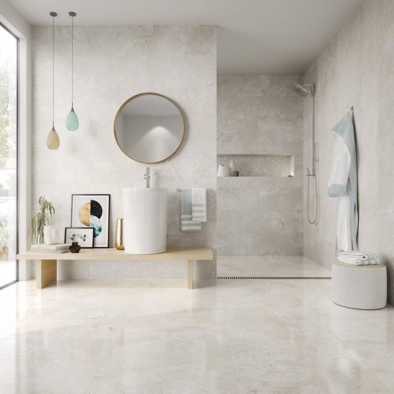 Carrelage Effet Pierre STONE AGE (AL) - White - Mosaic White - Sawn White