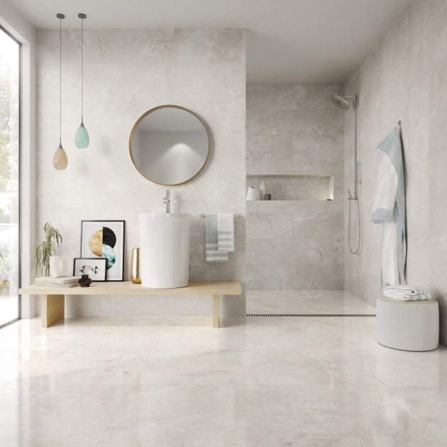 Carrelage Effet Pierre STONE AGE (AL) - White - Mosaic White - Sawn White