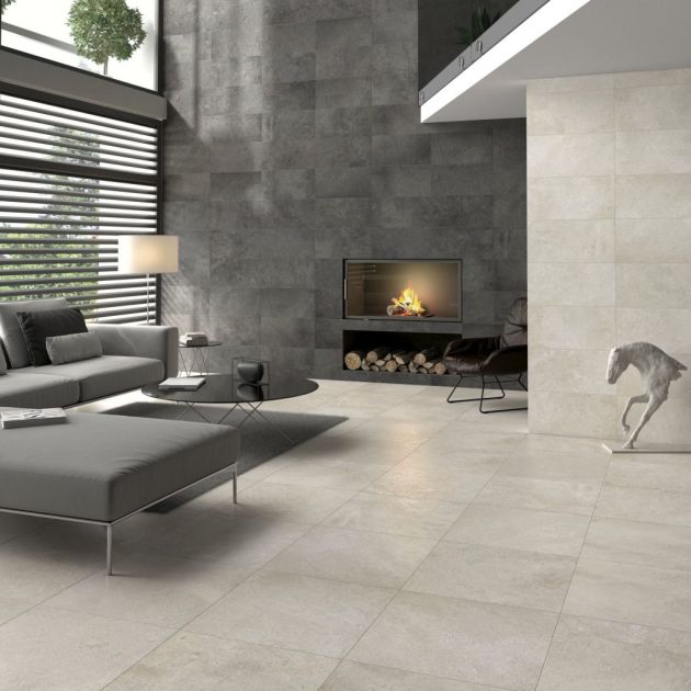 Carrelage Effet Pierre URBAN STONE (AL) - Anthracite - Greige