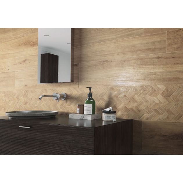 Carrelage Imitation Parquet NOBLE (AL) - Camel - Mosaic Rubic Camel